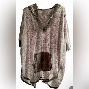 Jane and Delancey Purple Tie Dye Hooded Pullover Shirt V Neck Pocket Size 3X